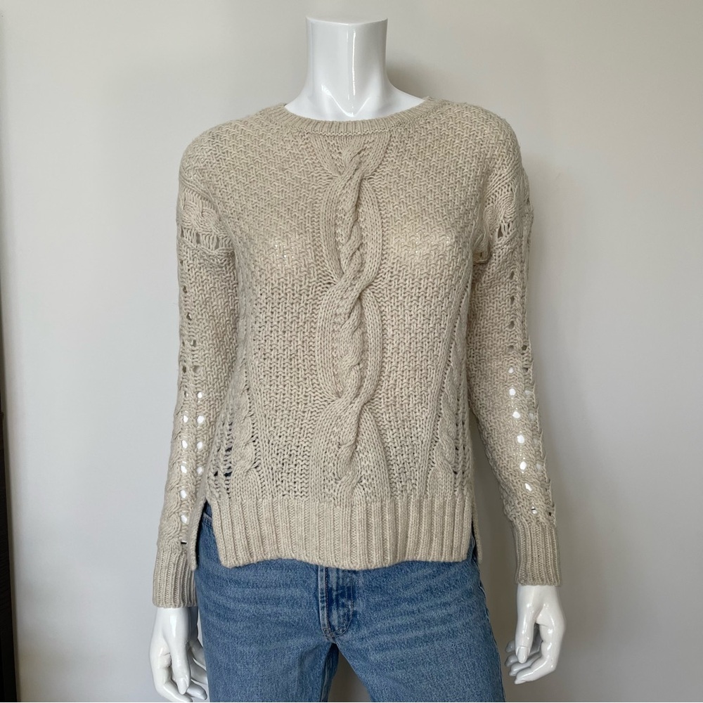 VINCE Cable Knit Sweater in Cream